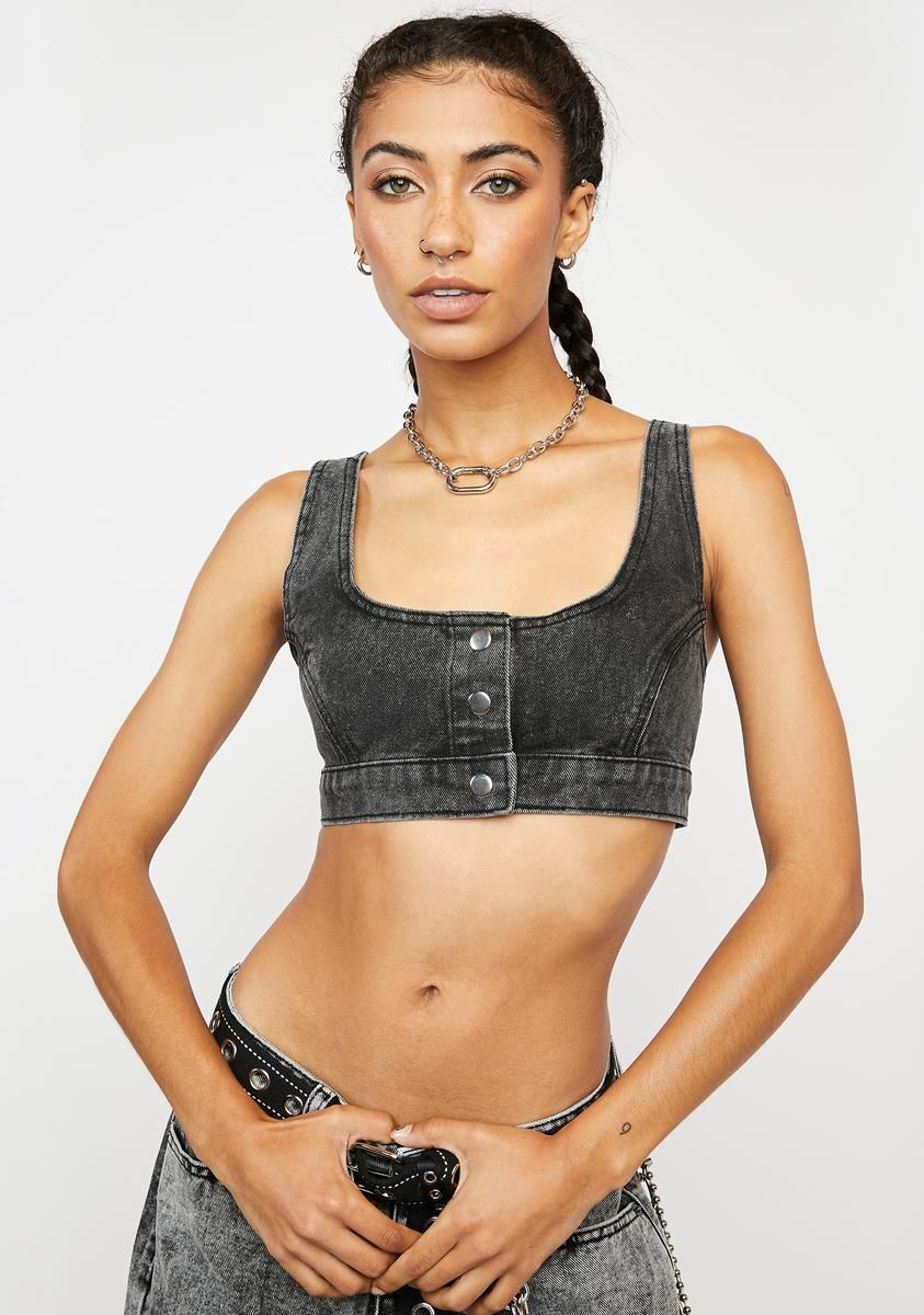 Washed Grey Extreme Crop Top sold by Dolls Kill