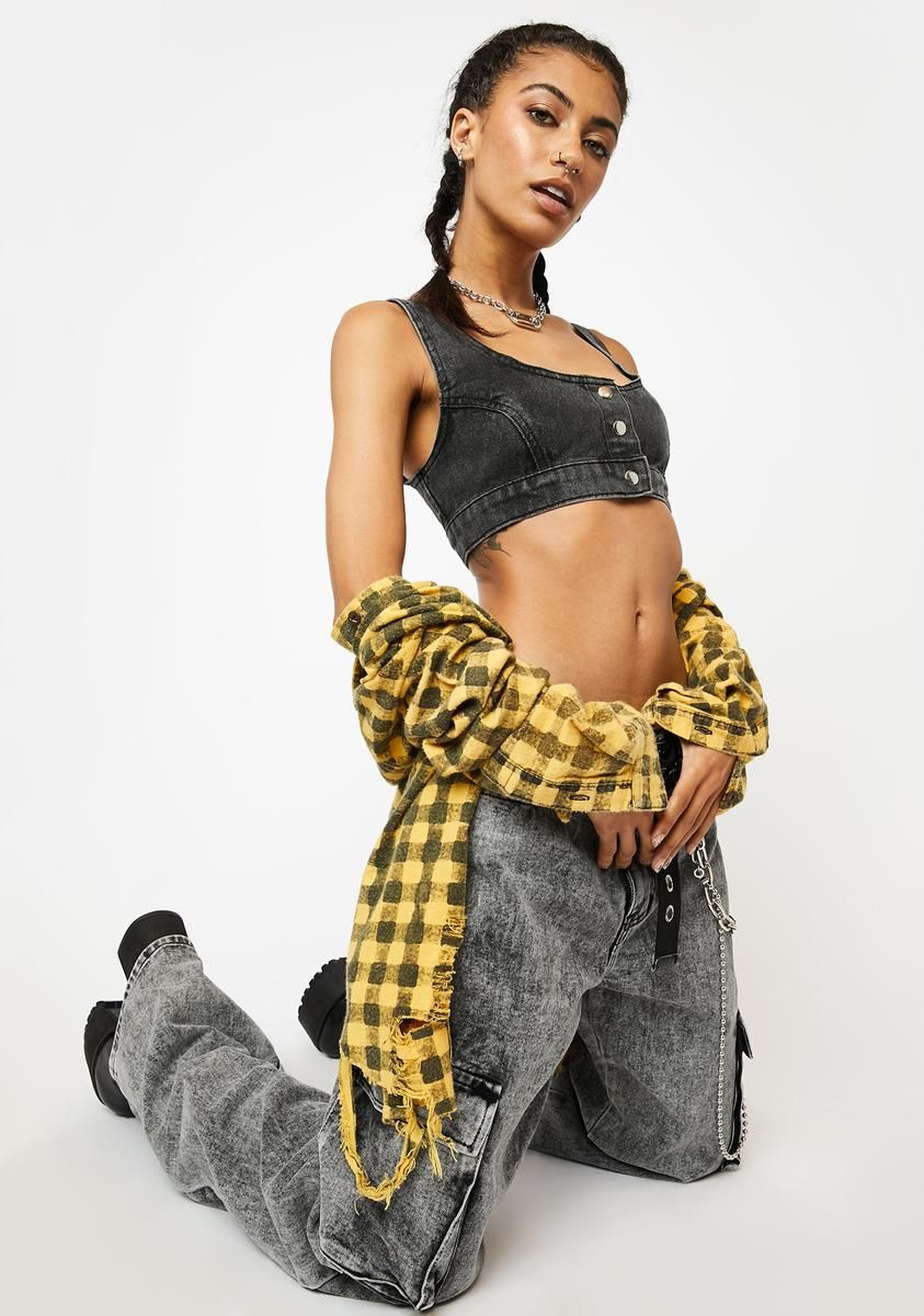 Washed Grey Extreme Crop Top sold by Dolls Kill product image thumbnail 2