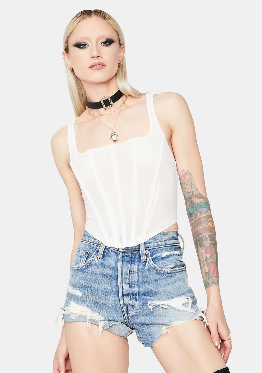 No Comparison Mesh Corset Top sold by Dolls Kill