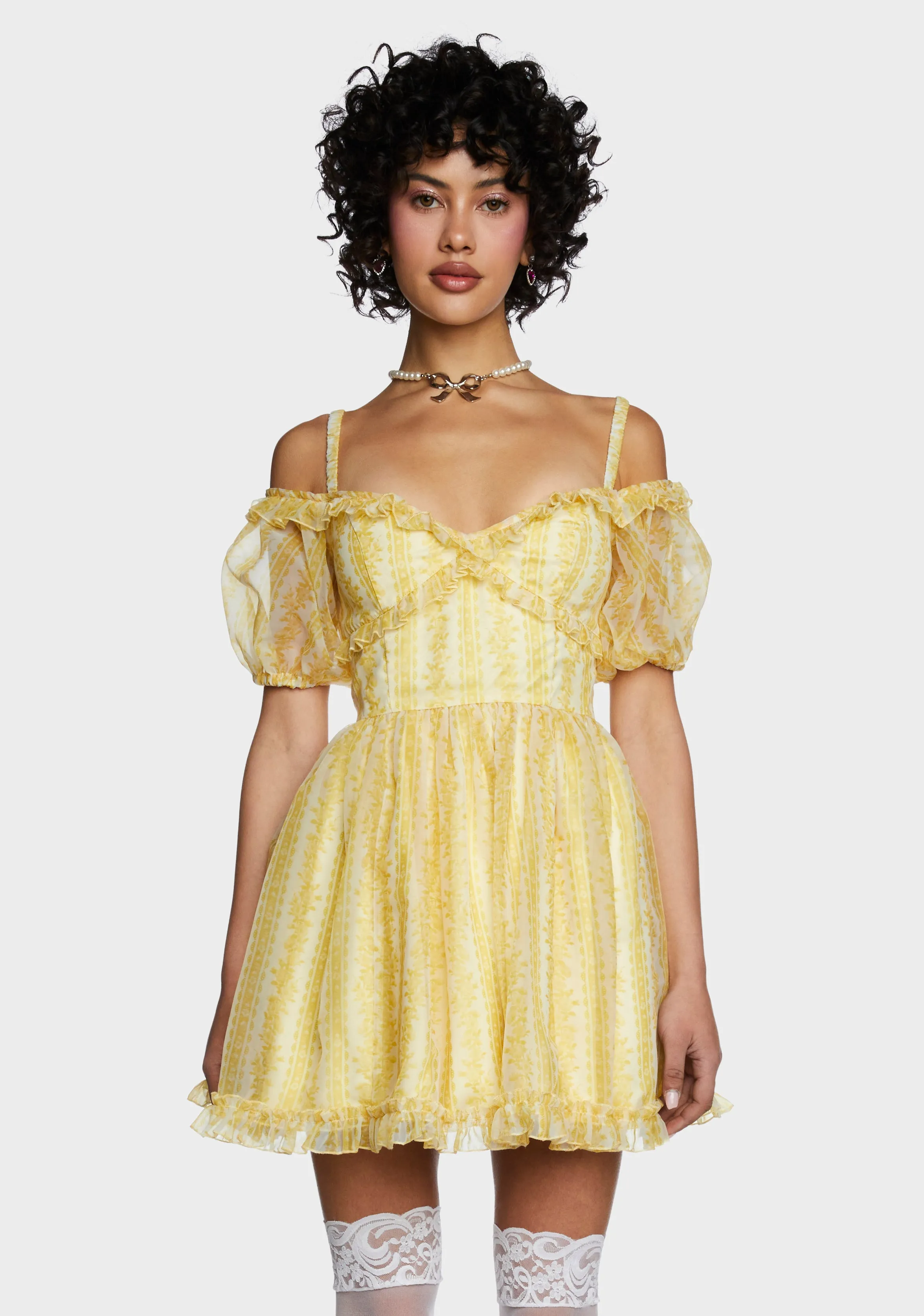 Sense N' Sensibility Mini Dress - Yellow sold by Dolls Kill