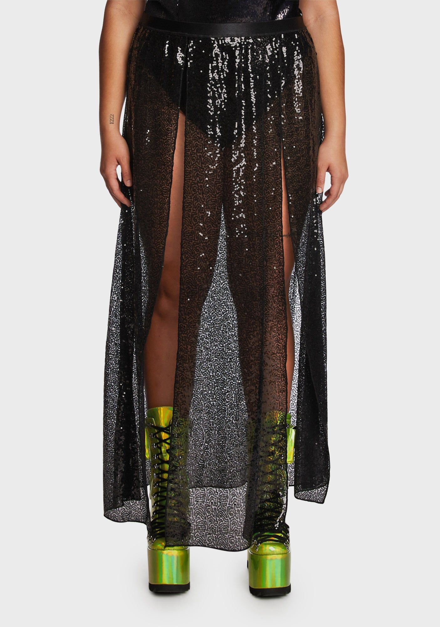 Plus Alien Encounter Sequin Skirt sold by Dolls Kill