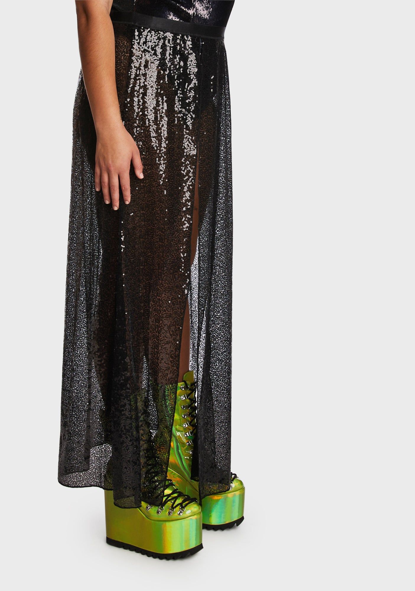 Plus Alien Encounter Sequin Skirt sold by Dolls Kill product image thumbnail 4