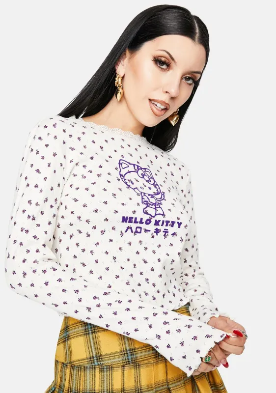 Hello Kitty Pointelle Top sold by Dolls Kill