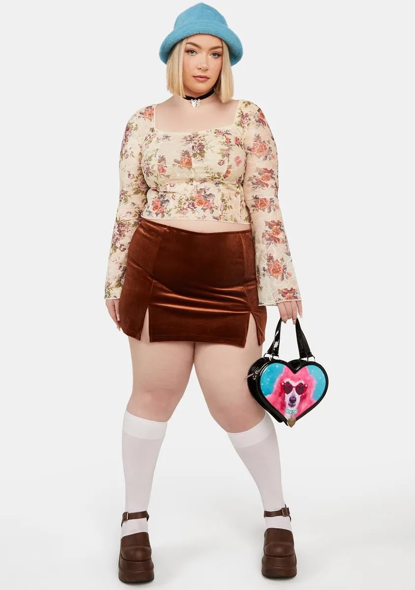 Plus Chocolate Milk N' Cookies Velour Mini Skirt sold by Dolls Kill product image thumbnail 3