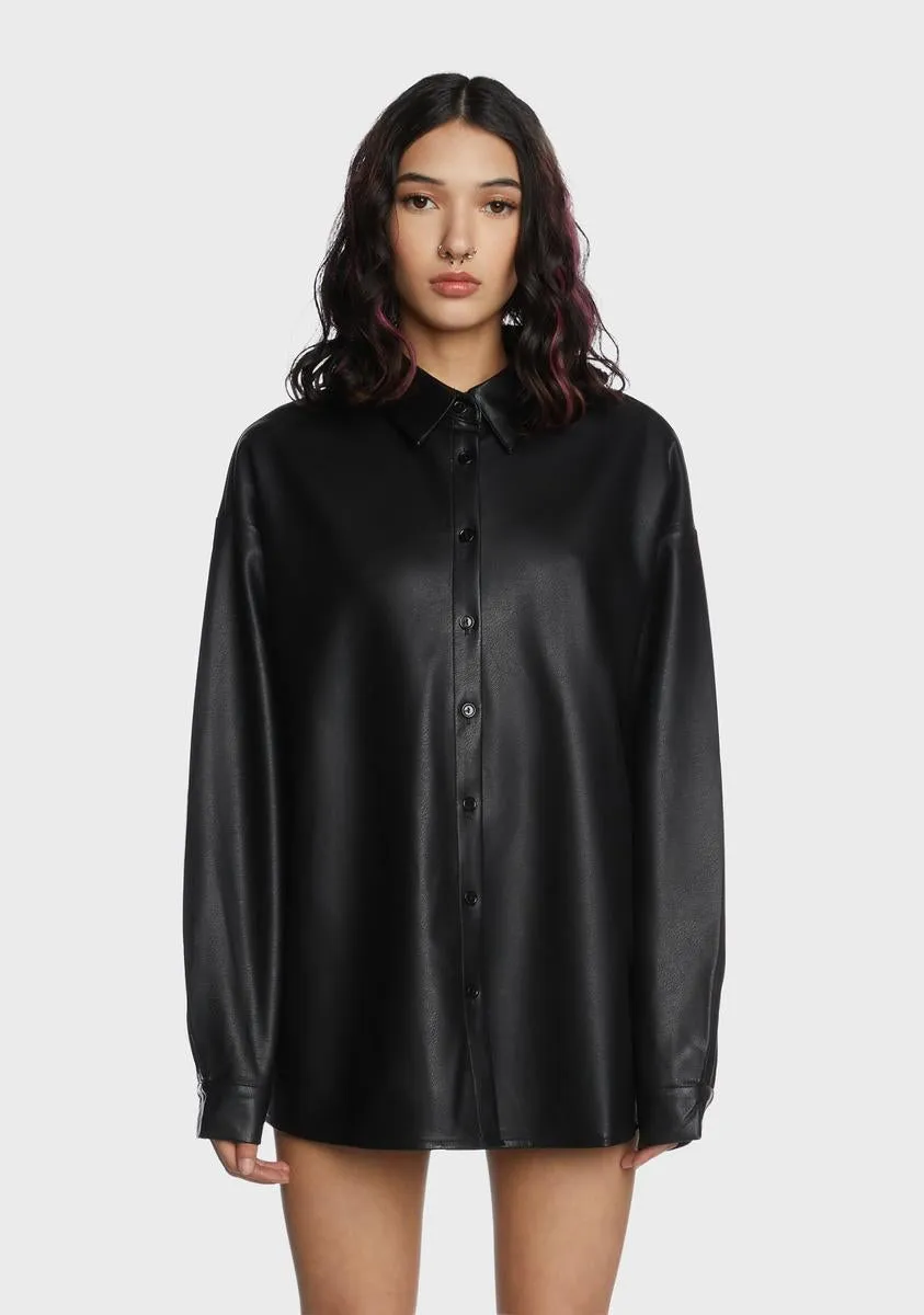 Make It Fashion Vegan Leather Shirt sold by Dolls Kill