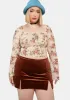 Plus Chocolate Milk N' Cookies Velour Mini Skirt sold by Dolls Kill