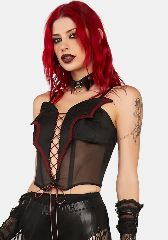Lace-Up Bat Wing Bustier Top sold by Dolls Kill