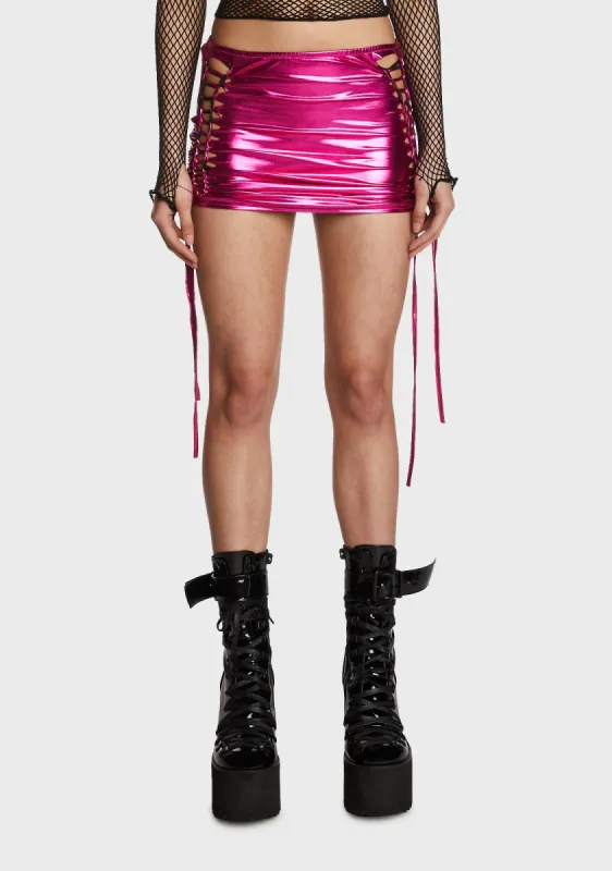 Dance Floor Queen Mini Skirt - Pink sold by Dolls Kill