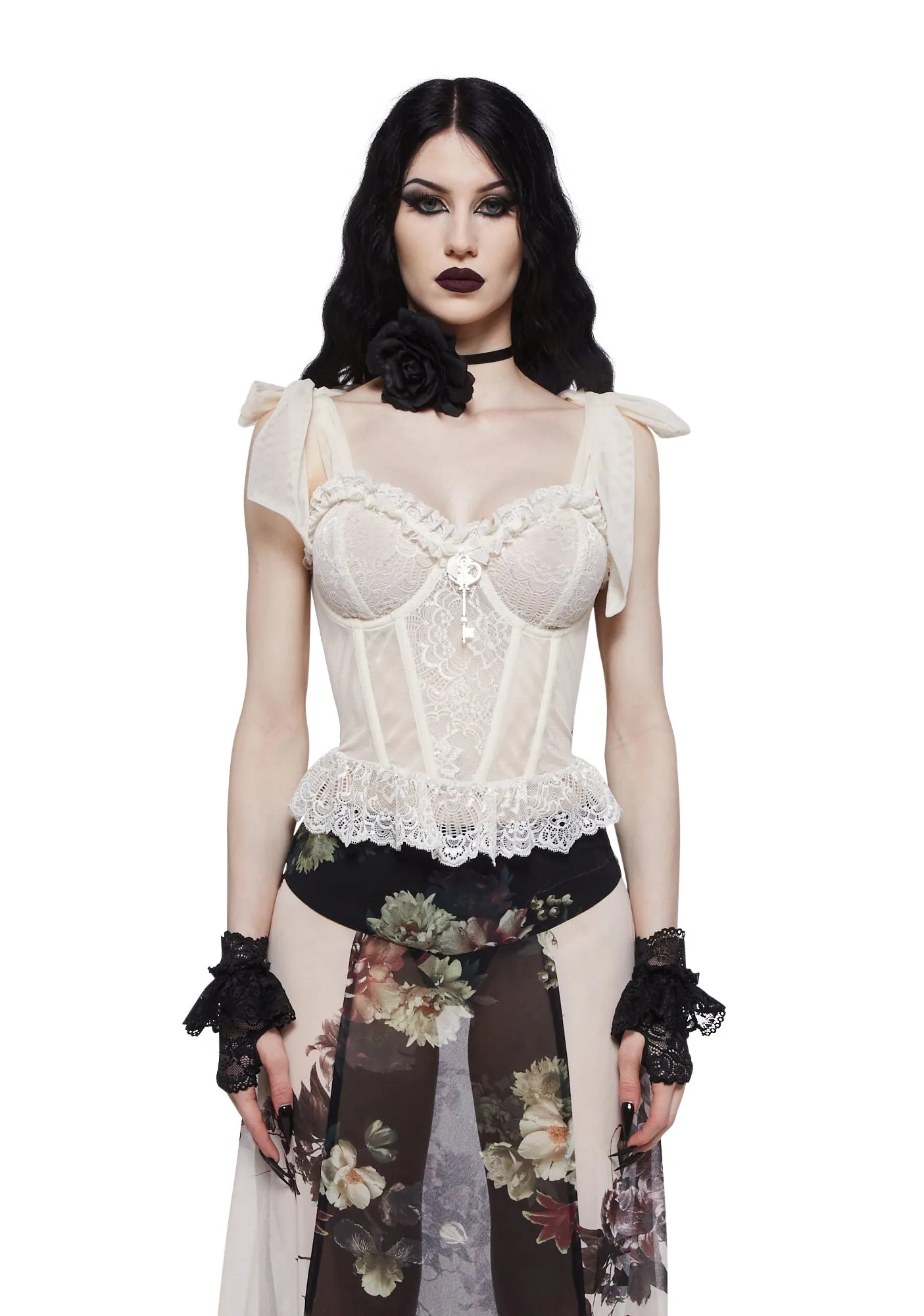 Dance With Death Corset Top - Ivory sold by Dolls Kill