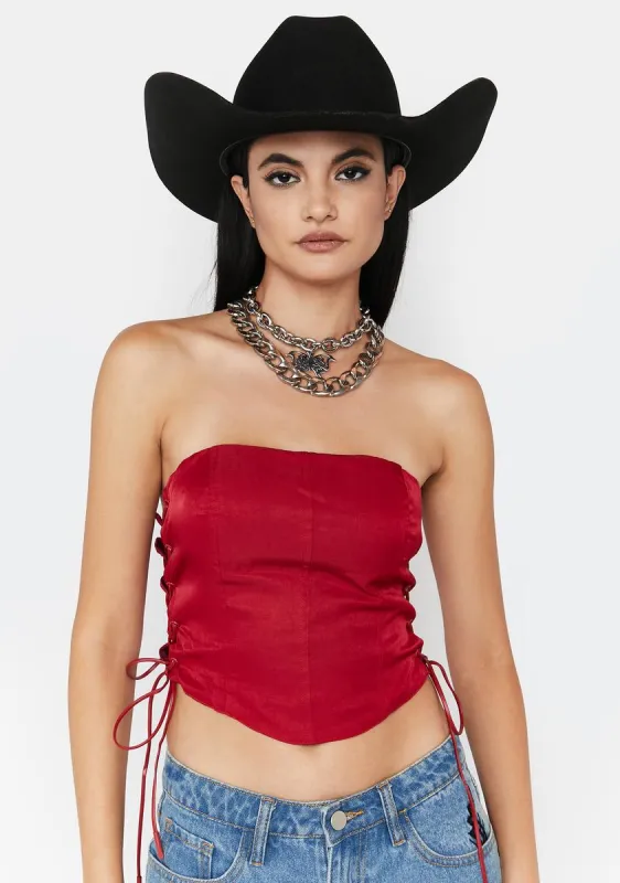 Wine In Your Dreams Lace-Up Tube Top sold by Dolls Kill