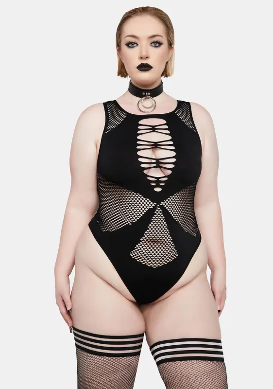 Plus Call Me Duchess Fishnet Bodysuit sold by Dolls Kill