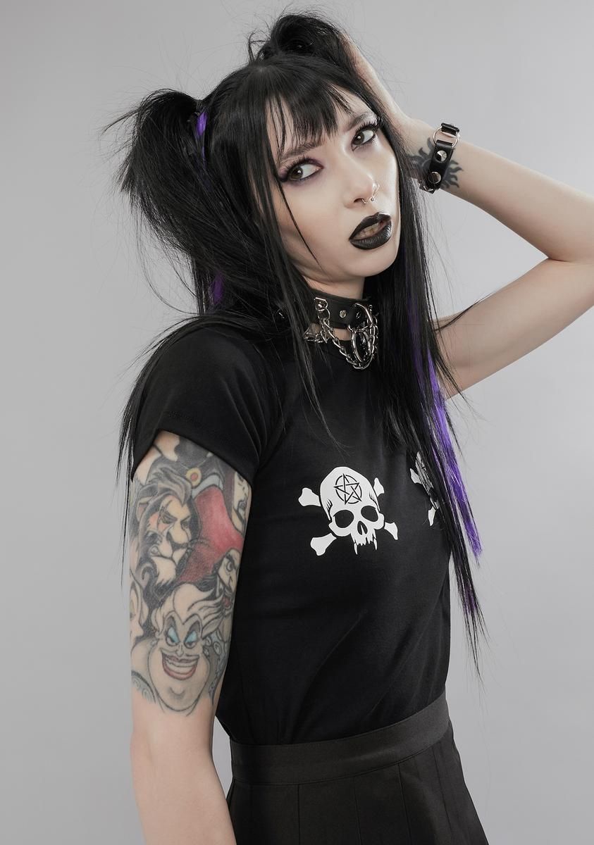 Raise The Dead Skull Baby Tee sold by Dolls Kill product image thumbnail 2