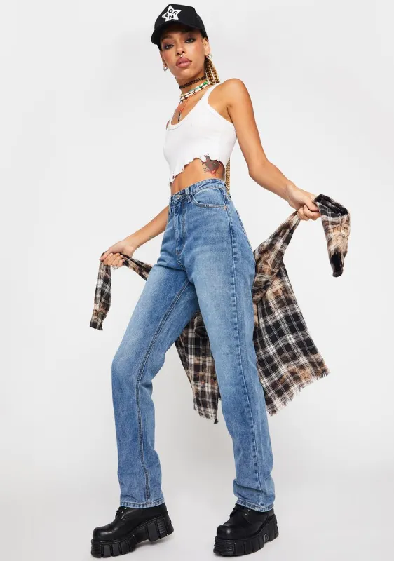 Vintage Wash High Waist Straight Jeans sold by Dolls Kill