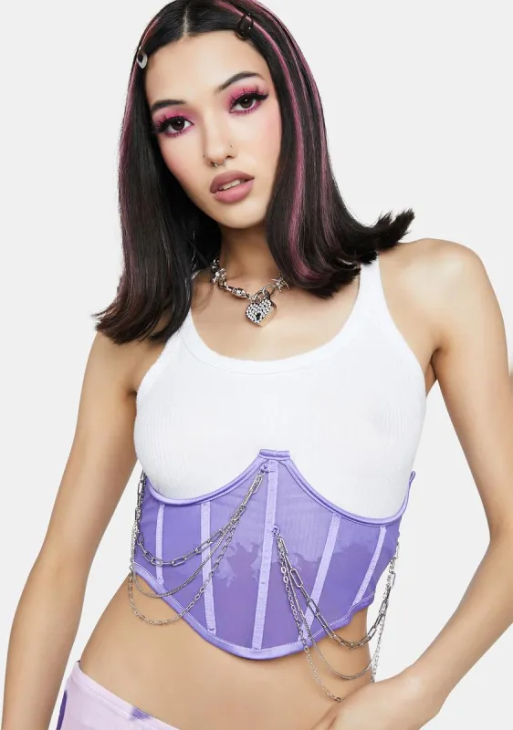 Lavender Renegade Coach Underbust Corset made by Dolls Kill