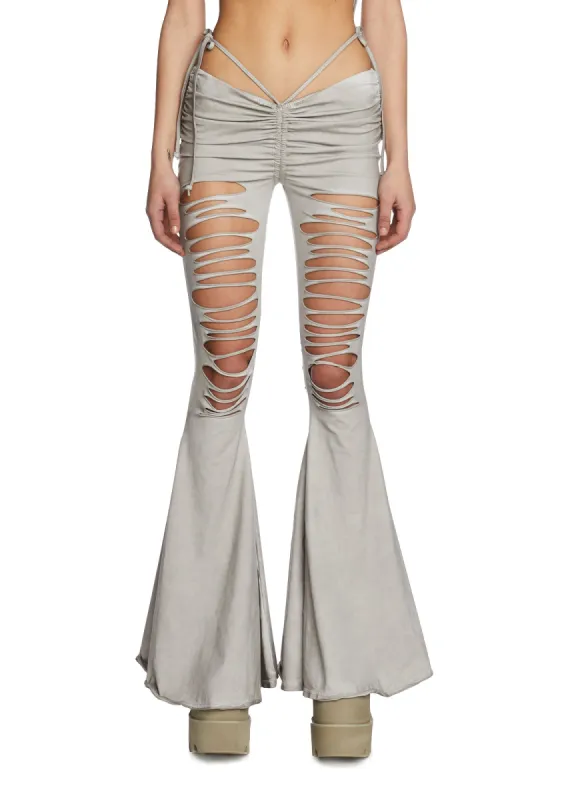 Echo Ecru V-Cut Cut-Out Bell Bottoms sold by Dolls Kill