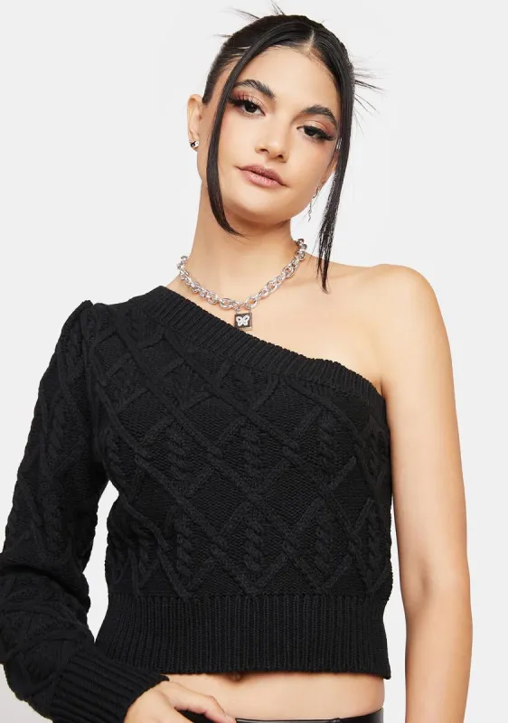 Noir Title Track One Shoulder Sweater sold by Dolls Kill
