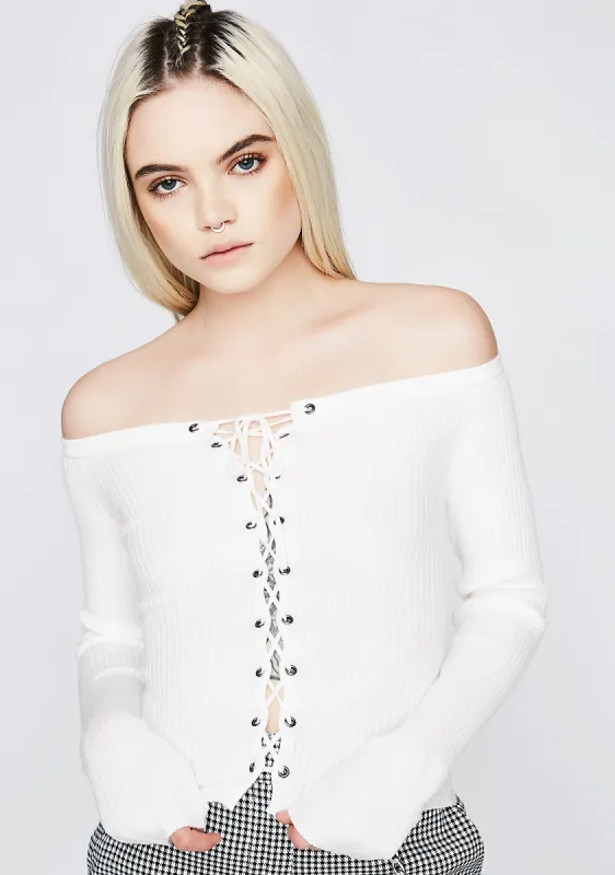 One Way Tix Off The Shoulder Top sold by Dolls Kill