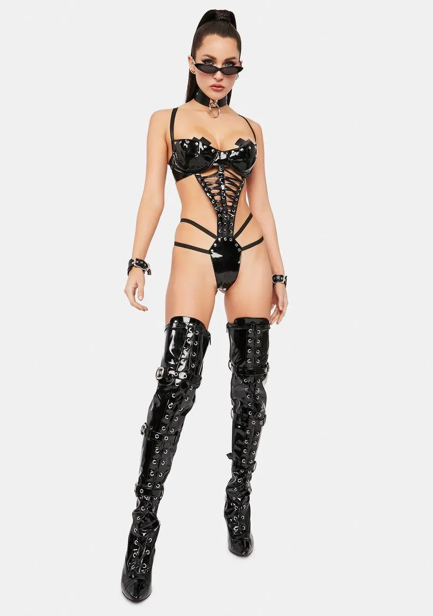On The Run Lace Up Vinyl Teddy sold by Dolls Kill product image thumbnail 3