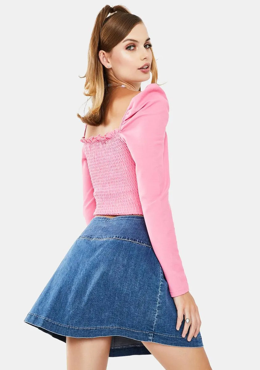 Pink Ruffle Long Sleeve Top sold by Dolls Kill product image thumbnail 4