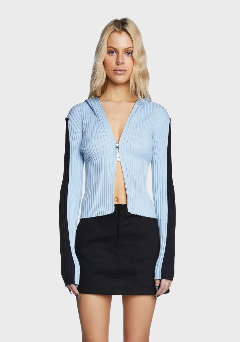 Knitted Double Zip Hooded Cardigan sold by Dolls Kill