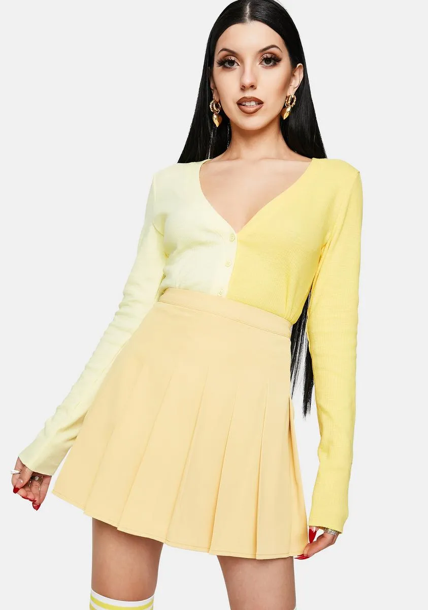 Yellow Pleated Tennis Mini Skirt sold by Dolls Kill