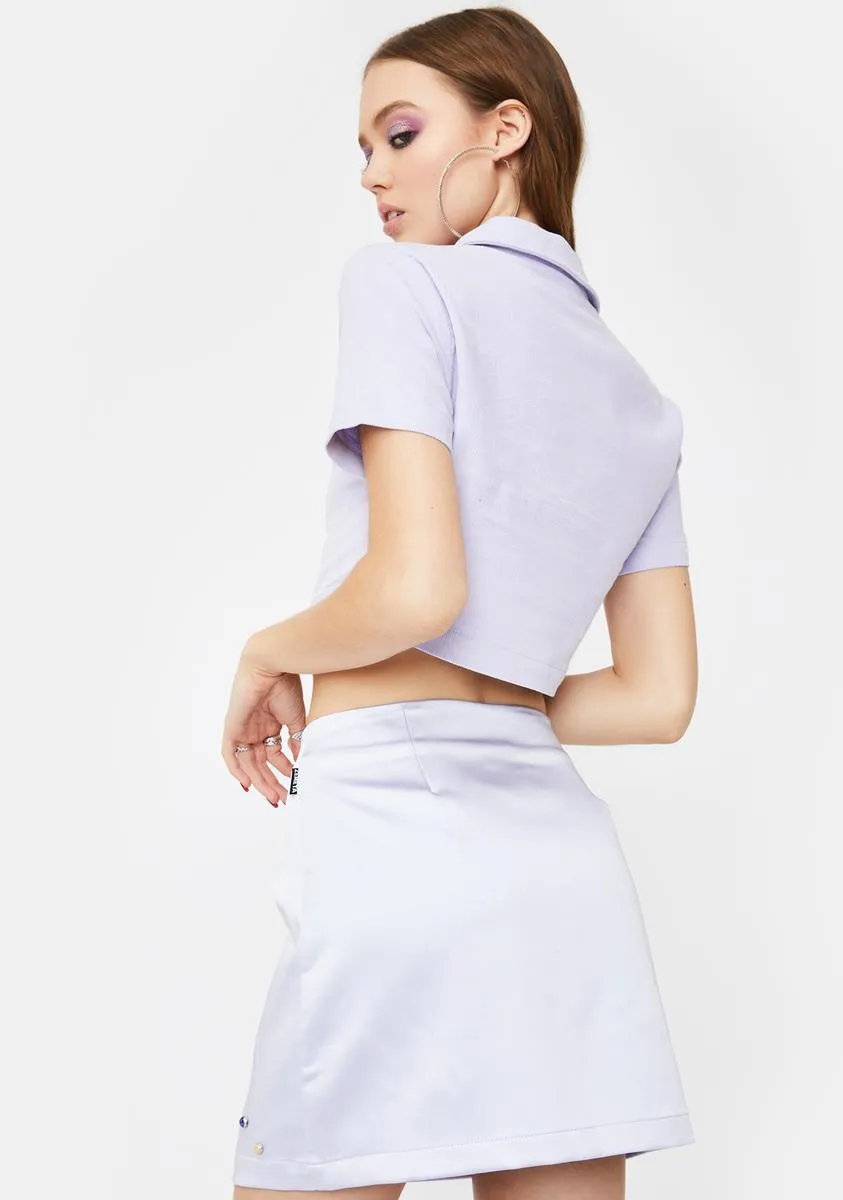 Lavender Double Rhinestone Silky Skirt sold by Dolls Kill product image thumbnail 4