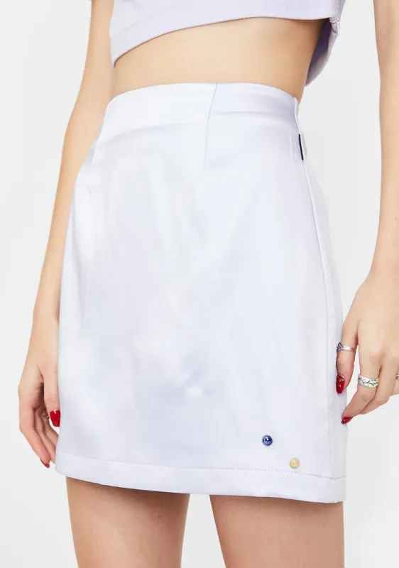 Lavender Double Rhinestone Silky Skirt sold by Dolls Kill