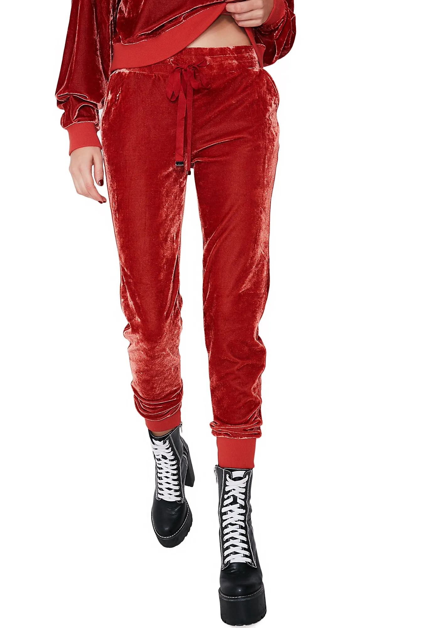 Get On Up Velour Jogger Pants sold by Dolls Kill