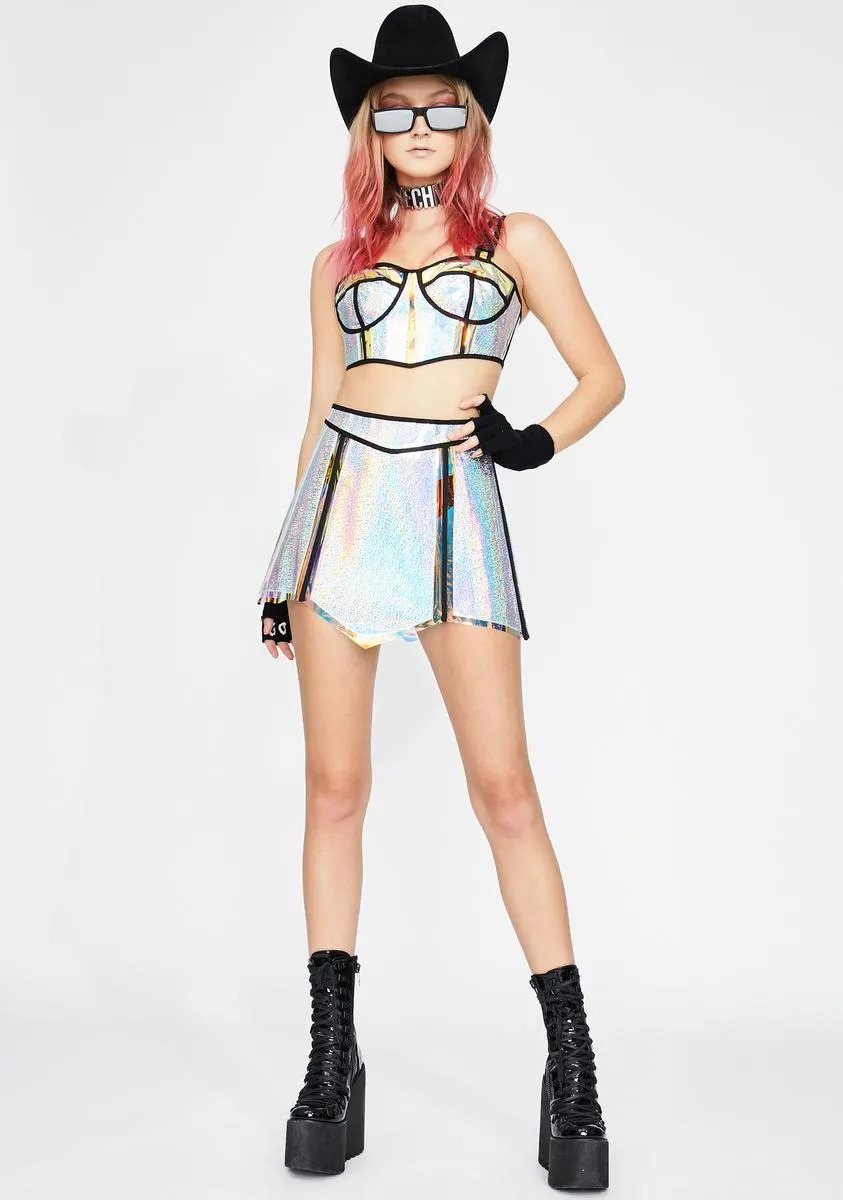 Chrome Opulent Empress Hologram Skirt sold by Dolls Kill product image thumbnail 3