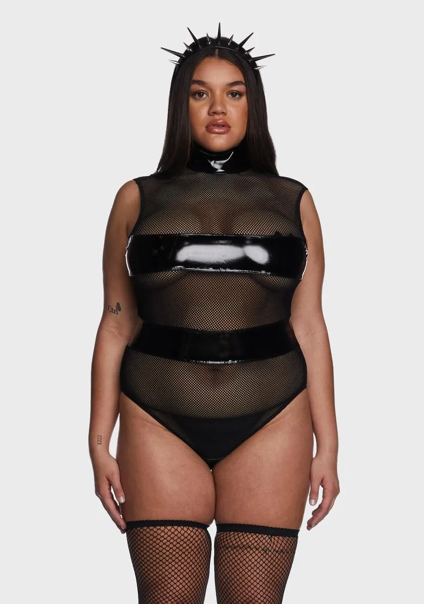 Plus Banned Behavior Vinyl Bodysuit sold by Dolls Kill