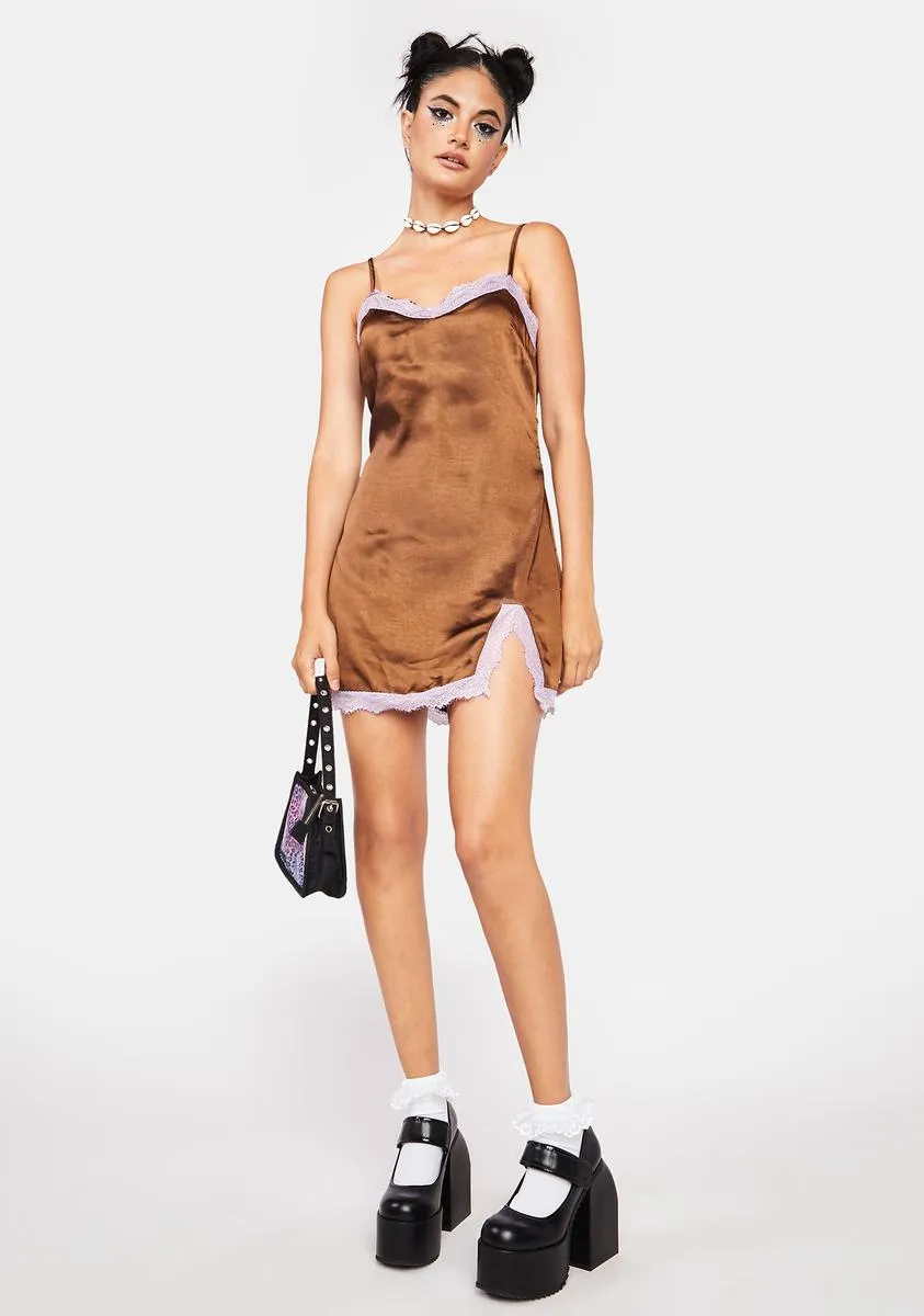 Satin Chocolate Wirda Mini Dress sold by Dolls Kill product image thumbnail 3