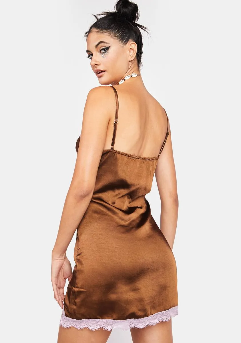 Satin Chocolate Wirda Mini Dress sold by Dolls Kill product image thumbnail 4