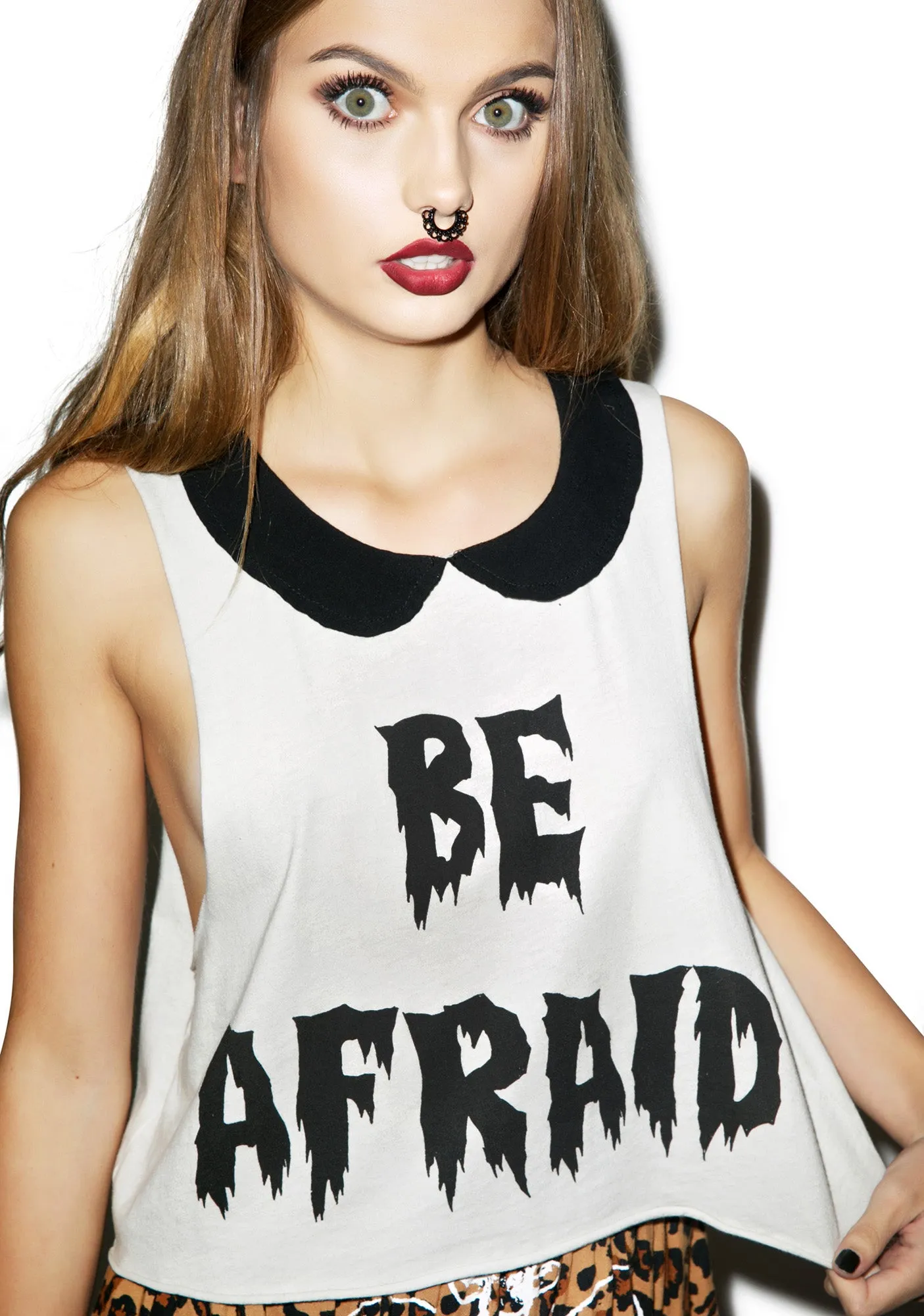 Be Afraid Crop Tank sold by Dolls Kill product image thumbnail 4