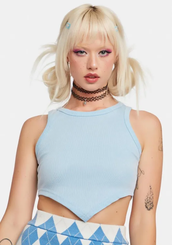 Sky Valued Highly Ribbed Crop Tank sold by Dolls Kill