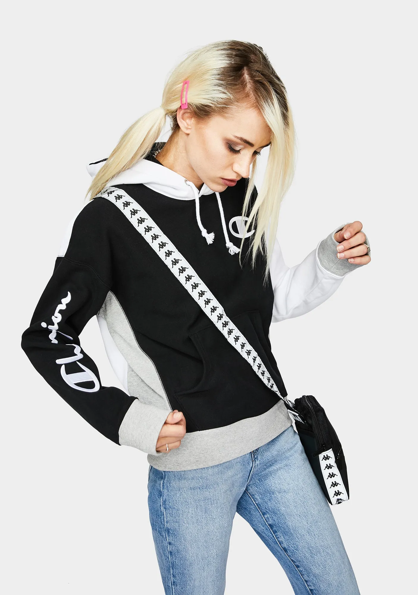 Black Reverse Weave Colorblock Hoodie sold by Dolls Kill product image thumbnail 2
