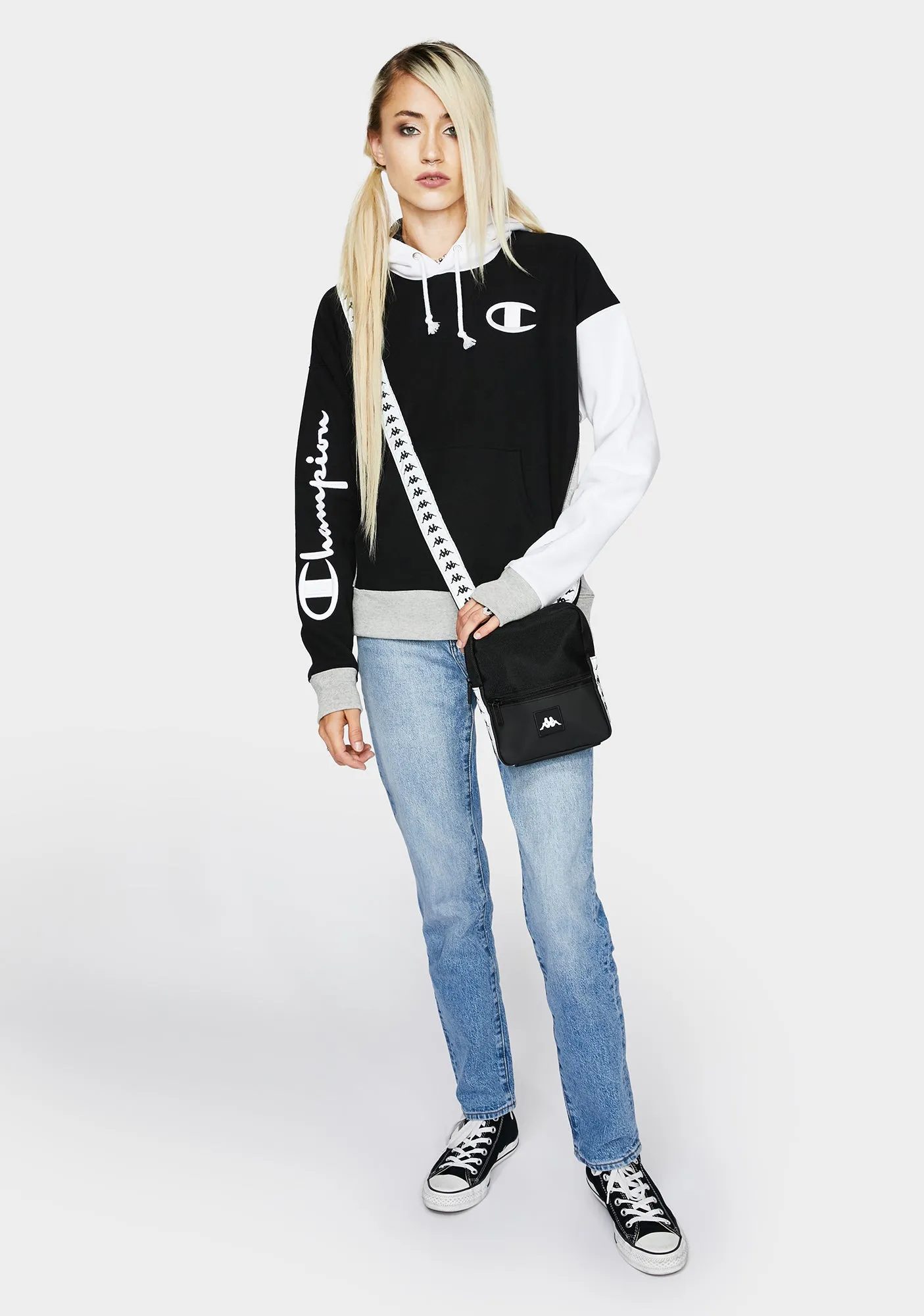 Black Reverse Weave Colorblock Hoodie sold by Dolls Kill product image thumbnail 3