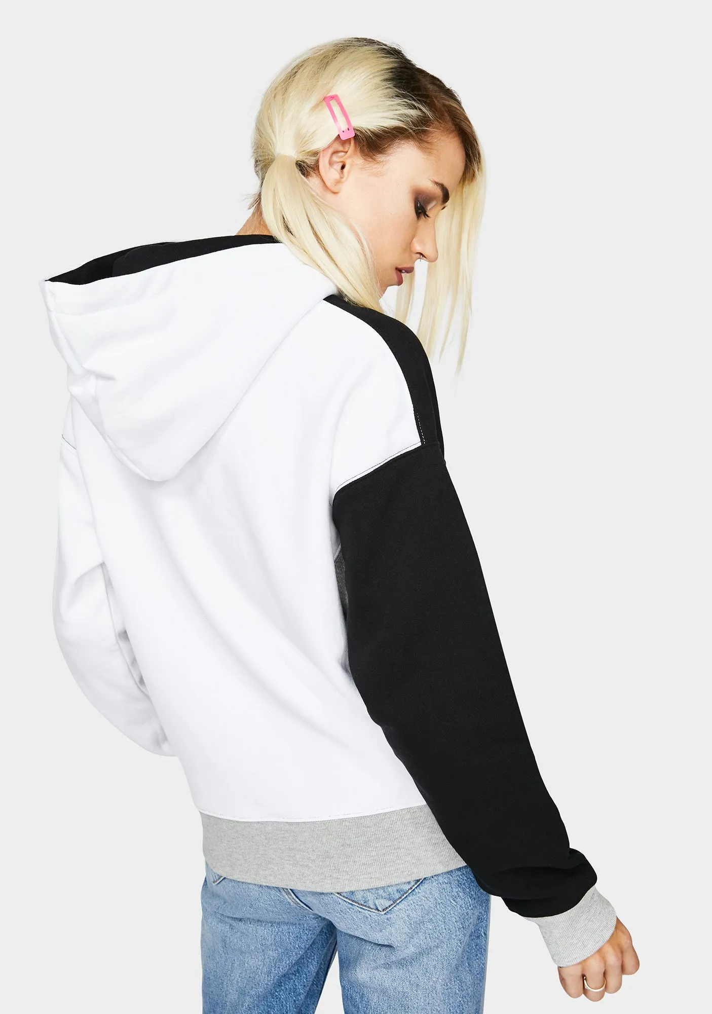 Black Reverse Weave Colorblock Hoodie sold by Dolls Kill product image thumbnail 4