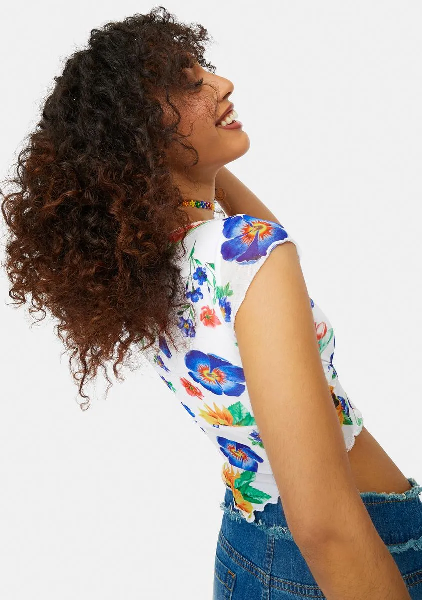 Here Comes The Sun Floral Print Crop Top sold by Dolls Kill product image thumbnail 4