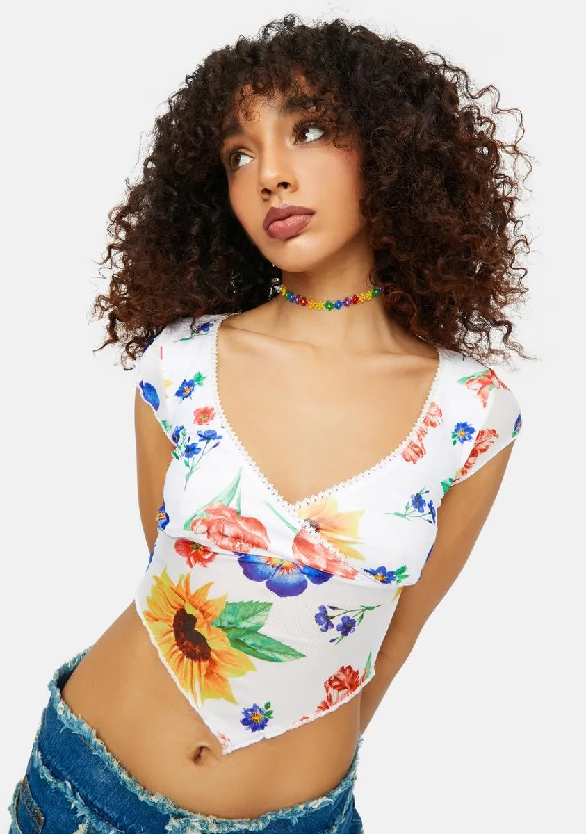 Here Comes The Sun Floral Print Crop Top sold by Dolls Kill