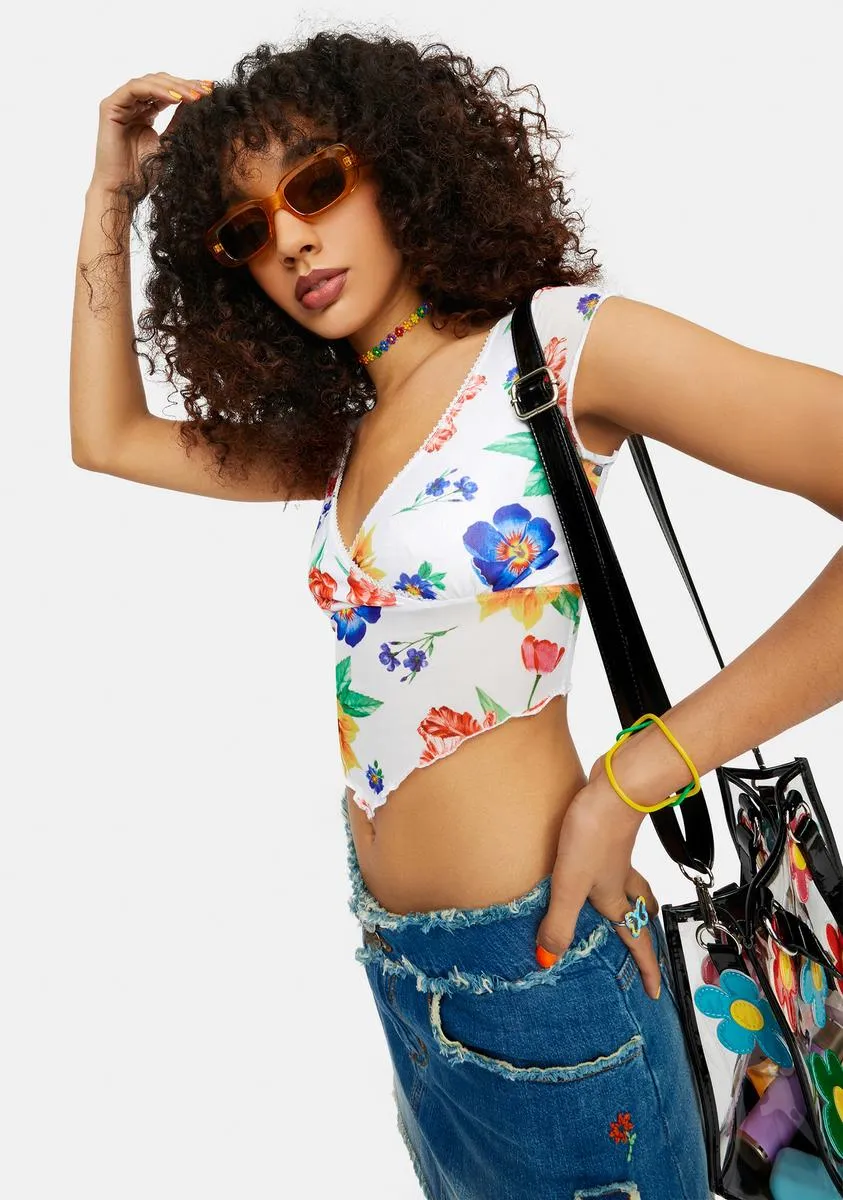 Here Comes The Sun Floral Print Crop Top sold by Dolls Kill product image thumbnail 2