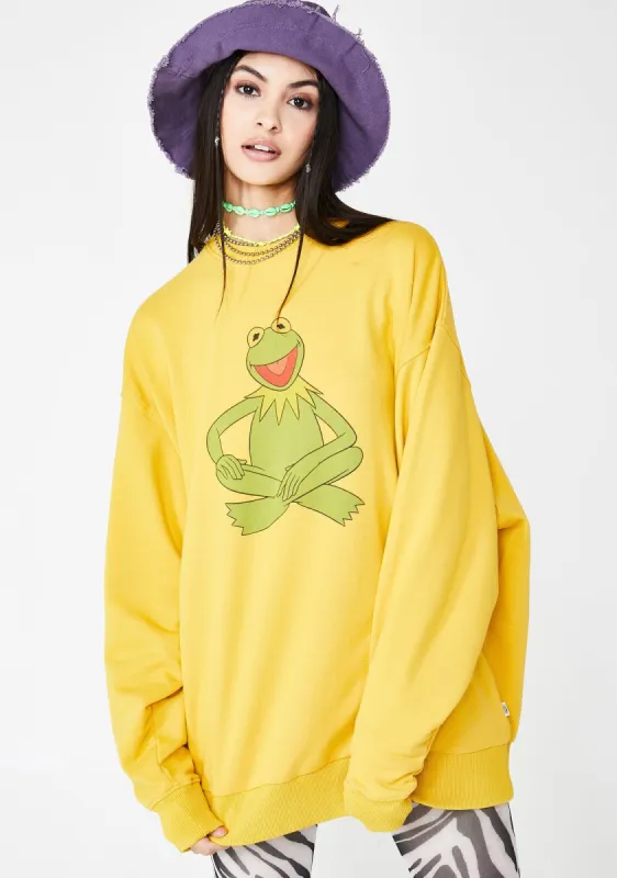 The Muppets Kermit Oversize Sweater sold by Dolls Kill