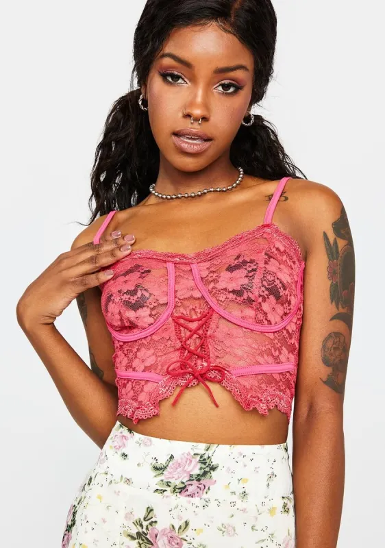 Candy No Boundaries Sheer Lace Up Crop Top sold by Dolls Kill