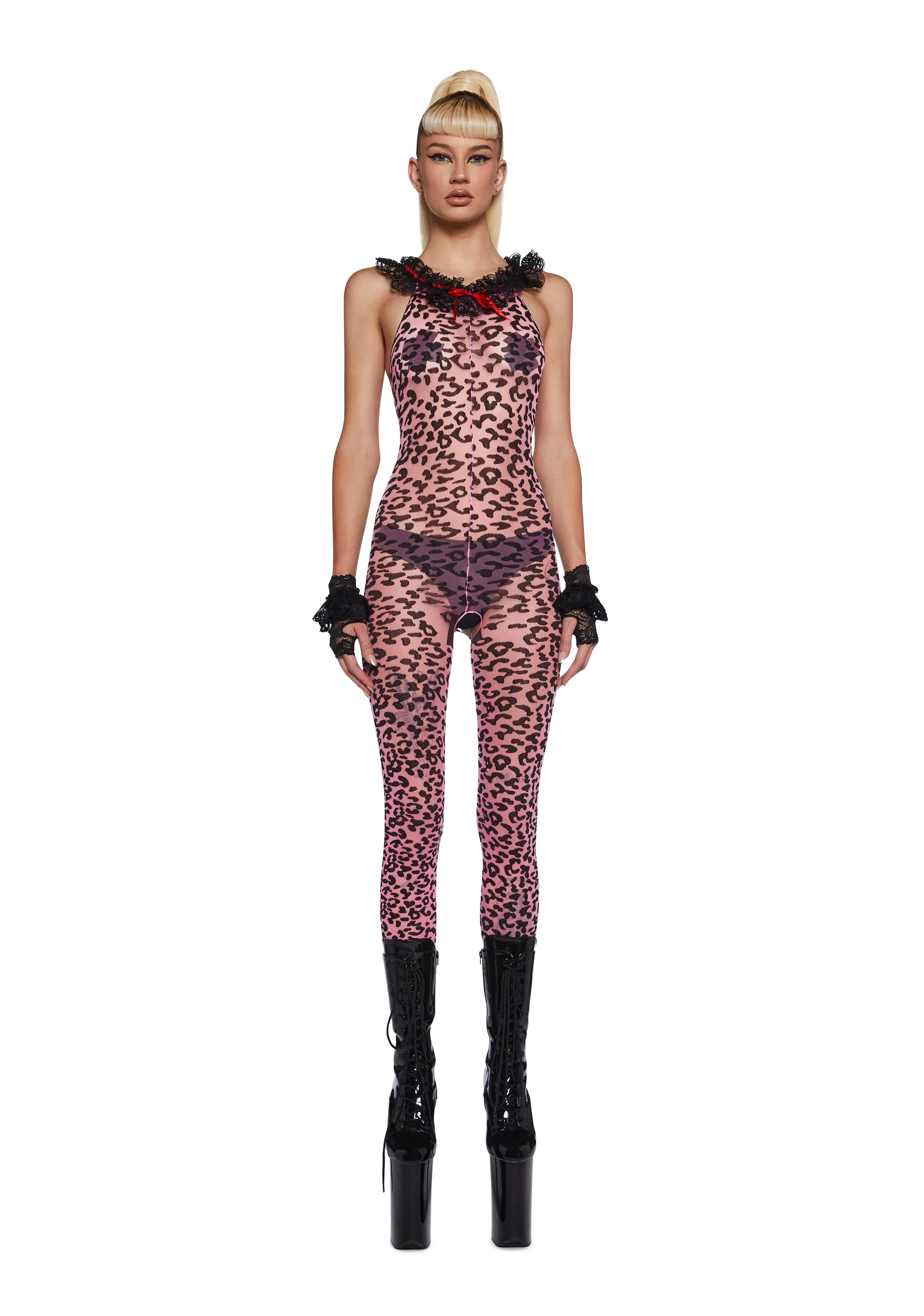 Animal Instincts Leopard Print Body Stocking sold by Dolls Kill