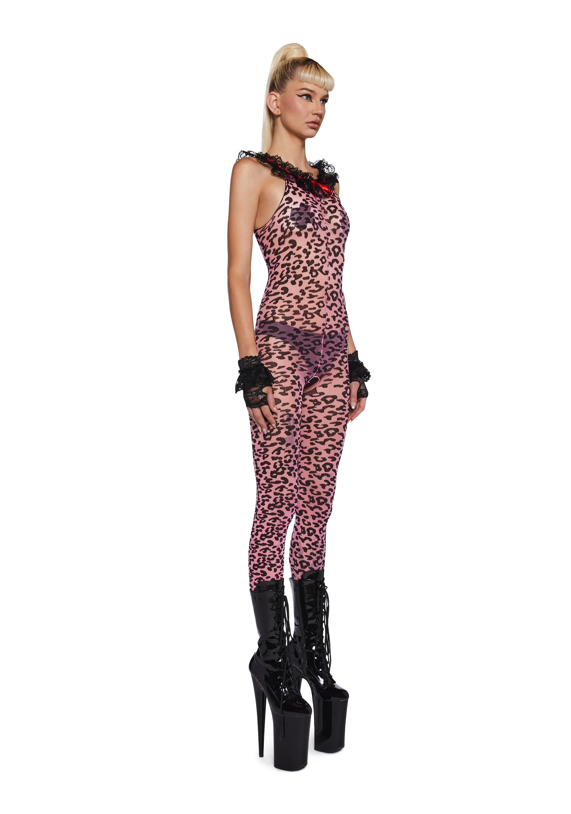 Animal Instincts Leopard Print Body Stocking sold by Dolls Kill product image thumbnail 3