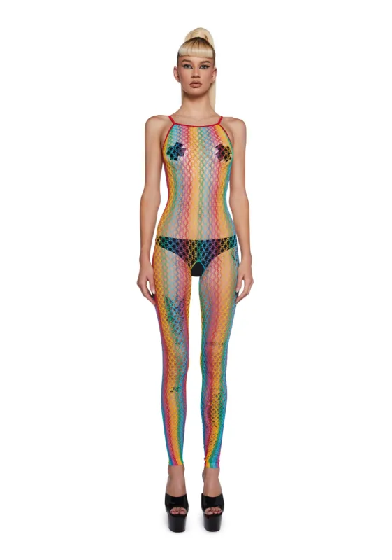 Chromatic Wonderland Fishnet Body Stocking sold by Dolls Kill