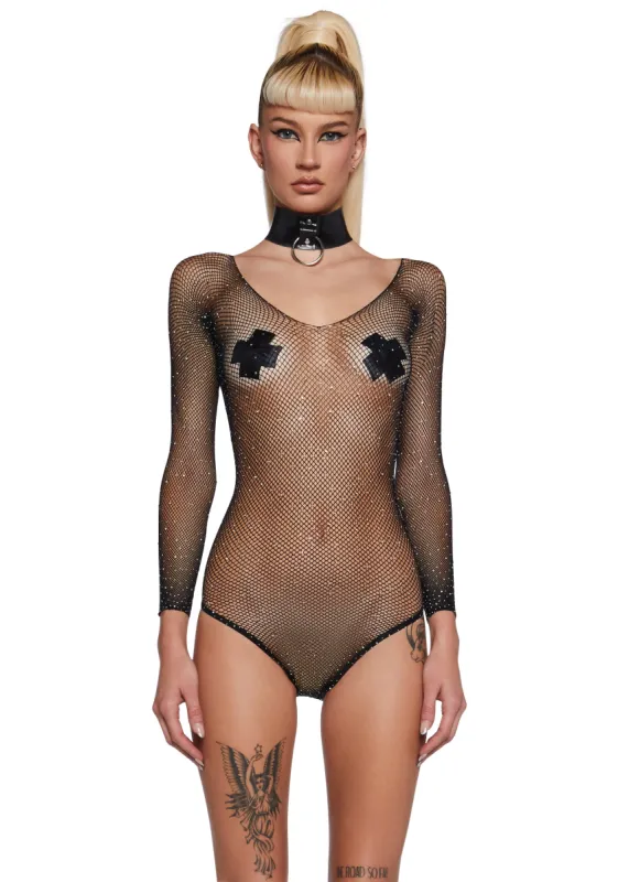 Supernova Party Fishnet Bodysuit - Black sold by Dolls Kill