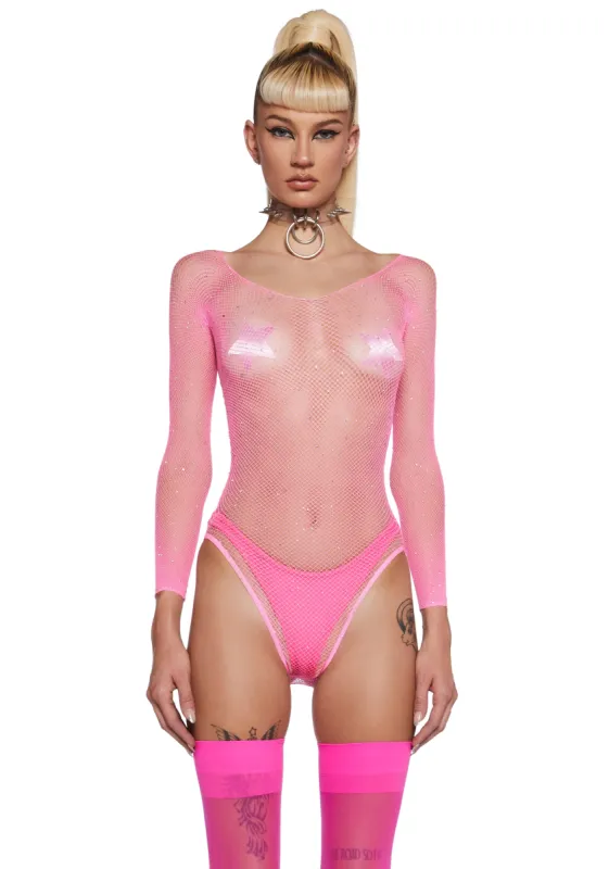 Supernova Party Fishnet Bodysuit - Pink sold by Dolls Kill