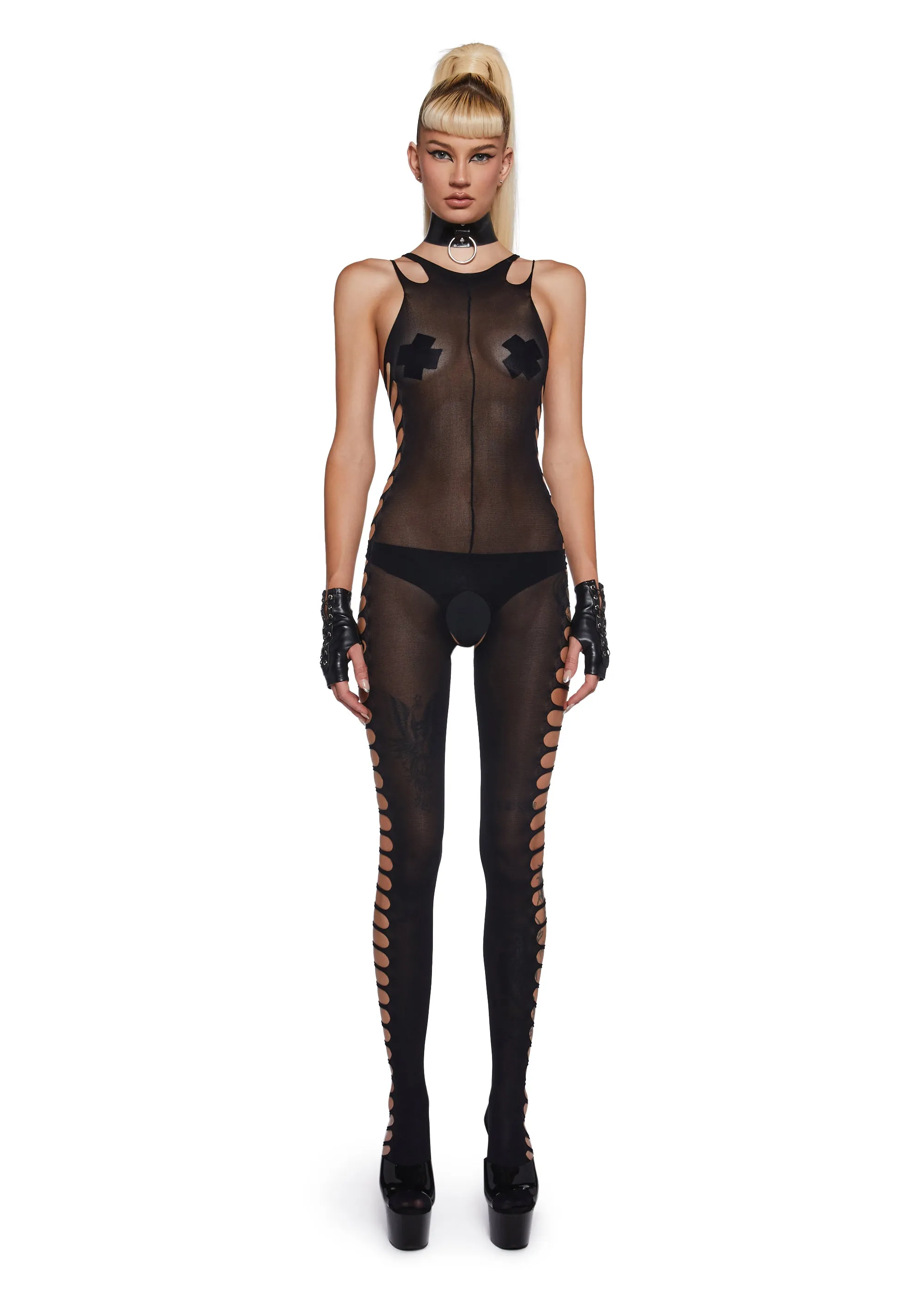 Lost In Lust Cut Out Body Stocking - Black sold by Dolls Kill