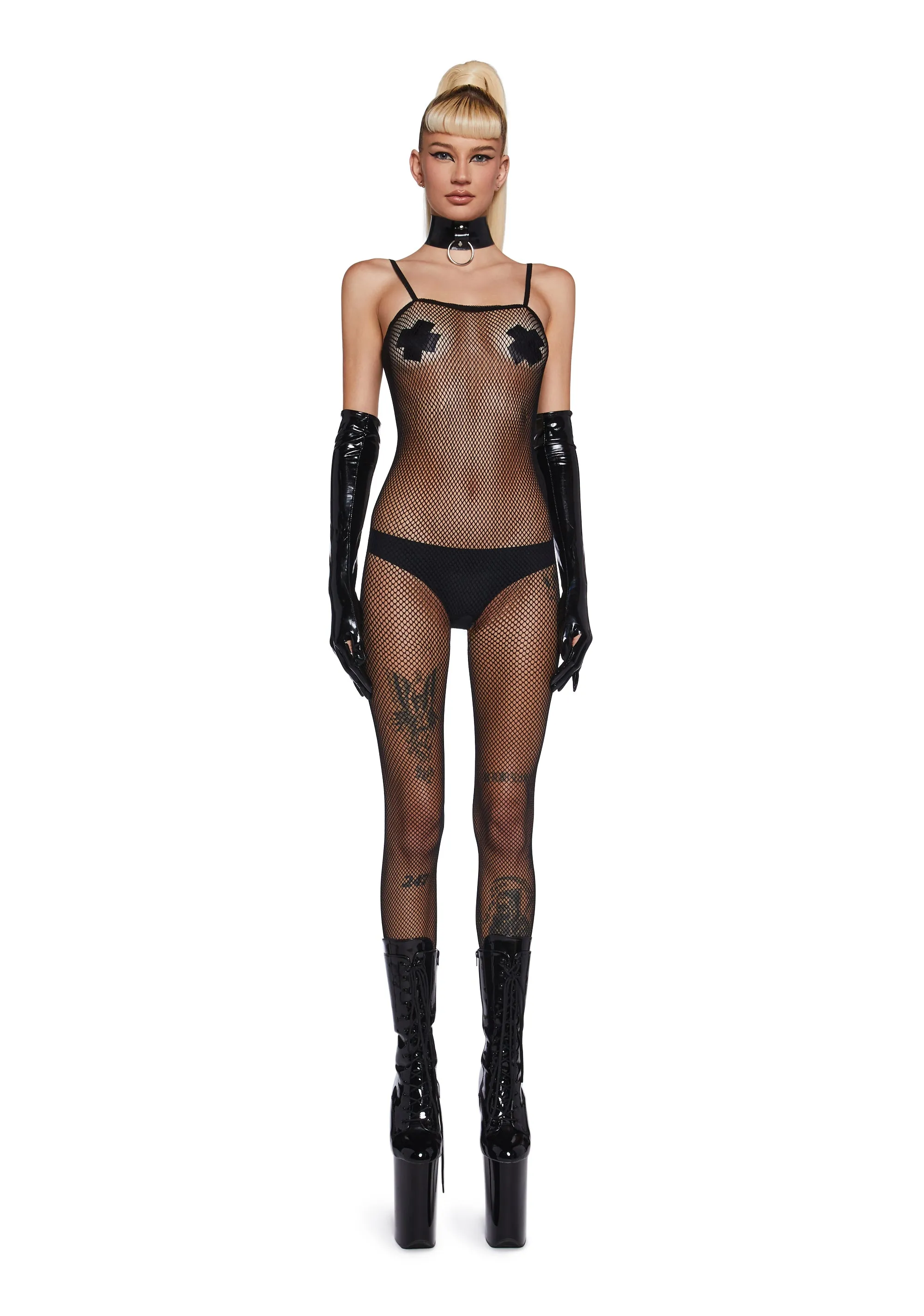 Out Of Luck Fishnet Body Stocking sold by Dolls Kill