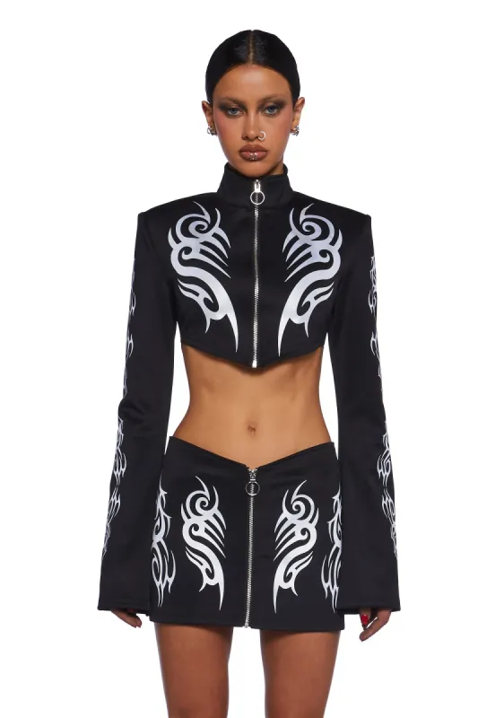 Night Raver Reflective Zip-Up Top sold by Dolls Kill